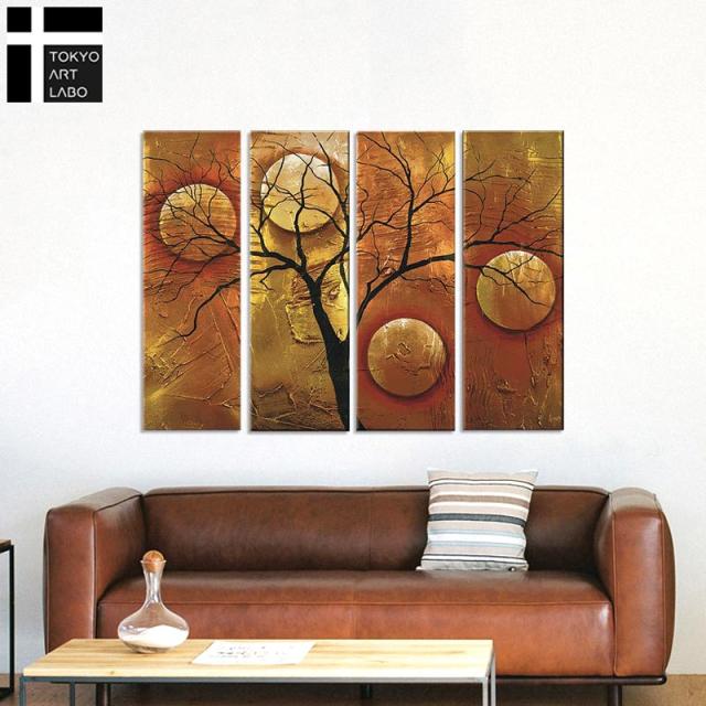 【楽天ランキング1位獲得】油絵 【SimpleModern MidCentury】絵画 インテリア 大型 モダンアート 壁掛け 風景 抽象画 シンプルモダン ミッドセンチュリー 4枚組 油彩画_3