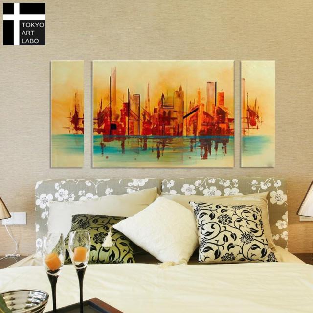 油絵 絵画 風景画【都市の景観 Cityscape】インテリア モダン 壁掛け