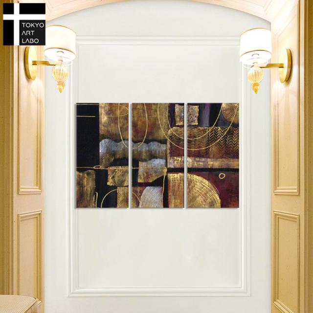 【楽天ランキング1位獲得】油絵 【SimpleModern MidCentury】絵画 インテリア 大型 モダンアート 壁掛け 風景 抽象画 シンプルモダン ミッドセンチュリー 3枚組 油彩画_2