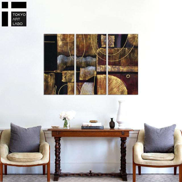 【楽天ランキング1位獲得】油絵 【SimpleModern MidCentury】絵画 インテリア 大型 モダンアート 壁掛け 風景 抽象画 シンプルモダン ミッドセンチュリー 3枚組 油彩画_5