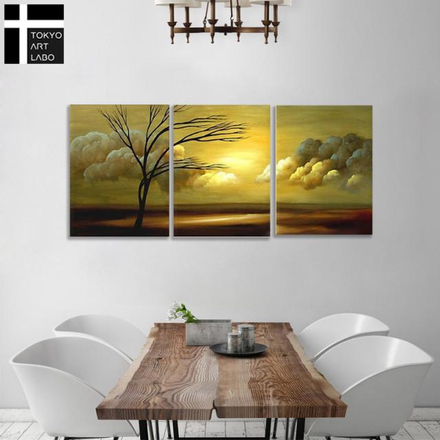 【楽天ランキング1位獲得】油絵 絵画 風景画【Nostalgia郷愁3】アートパネル スパ カフェ サロン 店舗装飾 軽量【50cm×70cm 3枚組】 油彩画_3