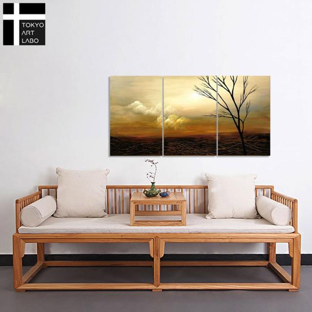 絵画 インテリア 風景画 壁掛け 油絵【追憶1】 W120cm 3枚組 デザイナーズ 抽象 油彩画の通販は