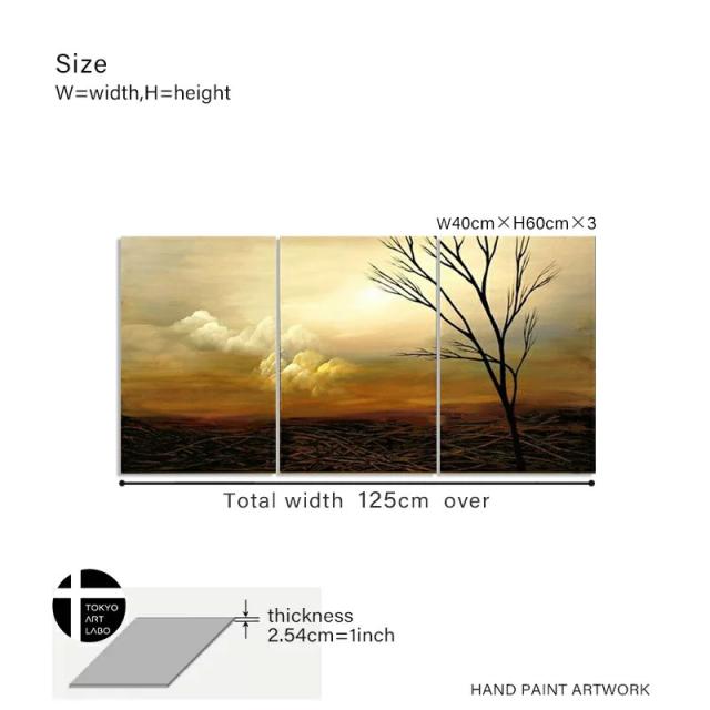 絵画 インテリア 風景画 壁掛け 油絵【追憶1】 W120cm 3枚組 デザイナーズ 抽象 油彩画の通販は