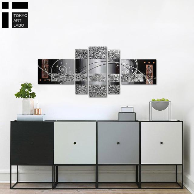 絵画 インテリア 壁掛け/銀の抽象 モダン アートパネル 油絵 おしゃれ 壁掛け 絵 玄関 Sサイズ 油彩画_2