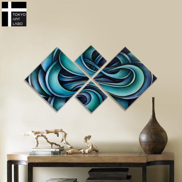 絵画 インテリア 壁掛け/瑠璃の抽象 モダン アートパネル 油絵 おしゃれ 壁掛け 絵 玄関 Sサイズ 油彩画_1