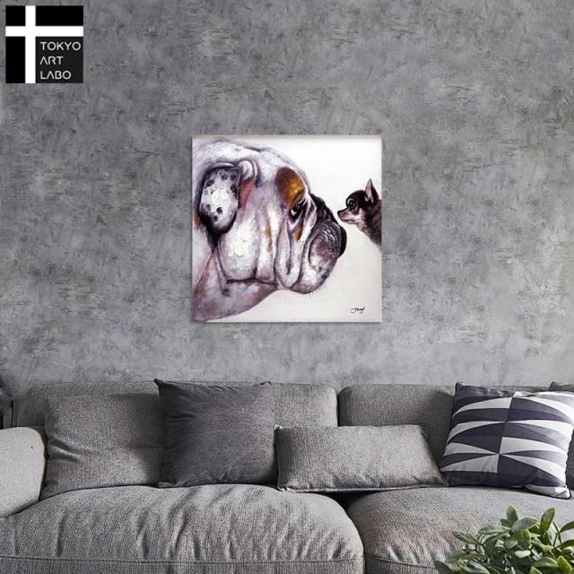【楽天ランキング1位獲得】絵画【あきらめちゃだめだからね】犬の絵 ブルドッグ チワワ 手描きのオンリーワンアイテム 玄関 ダイニング リビングに 大きいサイズの絵 額なし 壁掛け