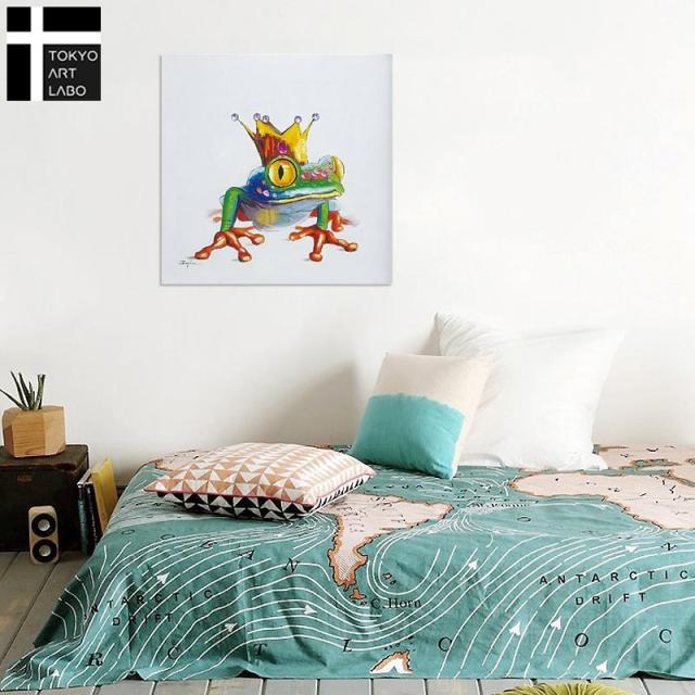 絵画 壁掛け ＼空間にユニークな彩りを／ 【かえるのおうさま】 カラフルな色合いでおすすめ お子様の集まる店舗や施設向にも【額無し】 赤 カエル_4