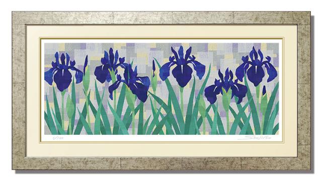 幸せを呼ぶ燕子花 絵画 版画 玄関 リビング 額入り 花の絵 プレゼント