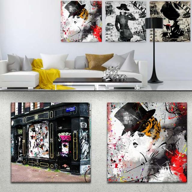 COCOEURO 絵画 モダン PLEXIGLAS Fille de mode Grunge2 SIZE W75cm H75cm_1