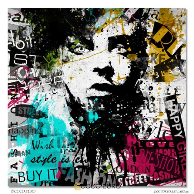 COCOEURO 絵画 モダン PLEXIGLAS Fille de mode Grunge4 SIZE W75cm H75cm