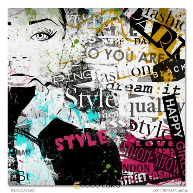 COCOEURO 絵画 モダン PLEXIGLAS Fille de mode Grunge5 SIZE W75cm H75cm