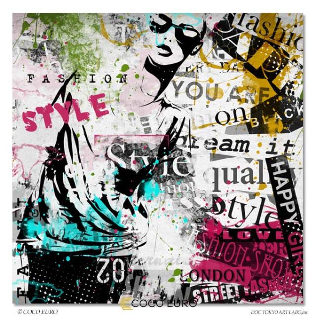 COCOEURO 絵画 インテリア モダン アート Fille de mode Grunge9 SIZE W75cm H75cm