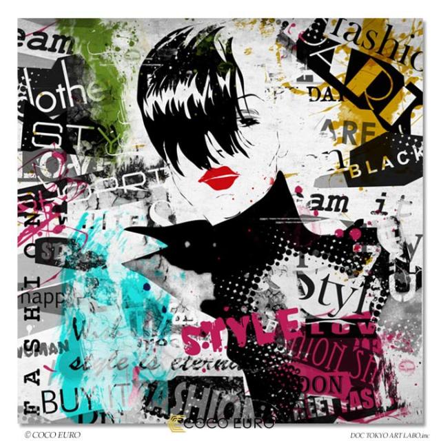 COCOEURO 絵画 インテリア モダン アート Fille de mode Grunge10 SIZE W75cm H75cm
