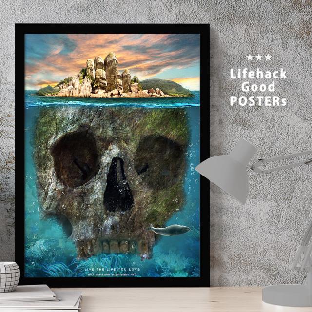 FramedPoster【Deep Blue】ポスター 海 アートパネル インテリア デザイン グラフィック イラスト アートフレーム 北欧の通販は 6,660円