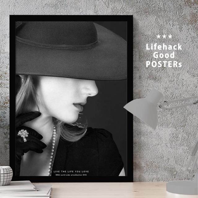 アートパネル ポスター 額入り【WomanWithHat 帽子の女】北欧 グラフィック アート 壁掛け レア モダンの通販は 5,794円