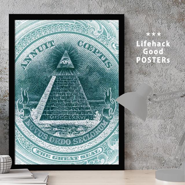 ポスター 額入り アート インテリア All seeing EYE /1ドル札 オールシーイングアイ ピラミッド 神の目 都市伝説 守り神の通販は 5,461円