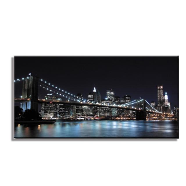 絵画 インテリア USART BROOKLYN BRIDGE アートパネル 横長 絵 橋 夜景 おしゃれ インテリア 壁掛け 新築 壁絵 飾り 装飾 壁 軽量 軽い Print on Canvas 額入り 額付き 西洋画 作品 風光明媚 華やか 耽美 作家 額絵 絢爛豪華 名画 アーティスティック 東京アートラボ