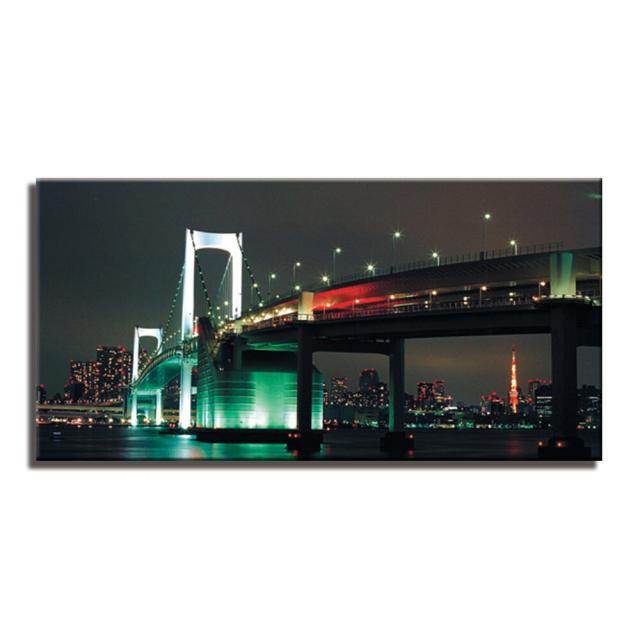 アートパネル Tokyo Rainbow Bridge W100cm H50cm D4cm 横長 絵 夜景 橋 おしゃれ インテリア 壁掛け 新築 壁絵 飾り 装飾 壁 軽量 軽いキャンバス ファブリックボード 写真 フォトパネル 風景 ライトアップ 景色 お台場 港区 デート レインボーブリッジ 東京 東京アートラボ