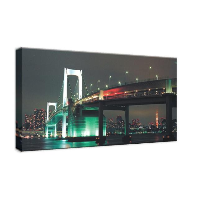アートパネル Tokyo Rainbow Bridge W100cm H50cm D4cm 横長 絵 夜景 橋 おしゃれ インテリア 壁掛け 新築 壁絵 飾り 装飾 壁 軽量 軽いキャンバス ファブリックボード 写真 フォトパネル 風景 ライトアップ 景色 お台場 港区 デート レインボーブリッジ 東京 東京アートラボ