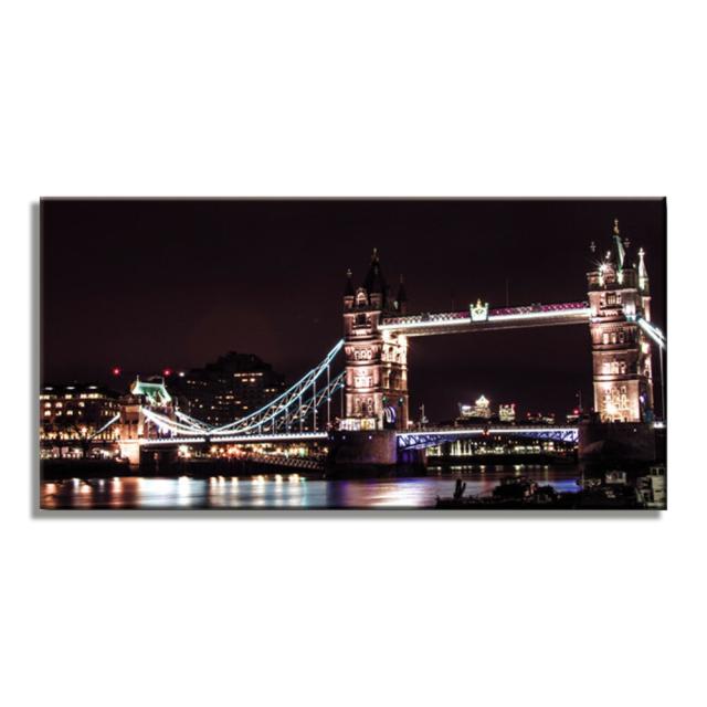 アートパネル London Tower Bridge W100cm H50cm D4cm 横長 絵 夜景 橋 おしゃれ インテリア 壁掛け 新築 壁絵 飾り 装飾 壁 軽量 軽い ライトアップ キャンバス ファブリック ボード 写真 フォト パネル 風景 景色 ロンドン ヨーロッパ 旅行 思い出 世界 東京アートラボ