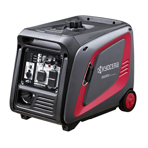 京セラ EGI300 インバーターエンジン発電機 定格出力3kVA オイルアラ−ト・周波数切替・大型ハンドル&キャスタ−付 新品 代引不可 一部地域発送不可の通販は
