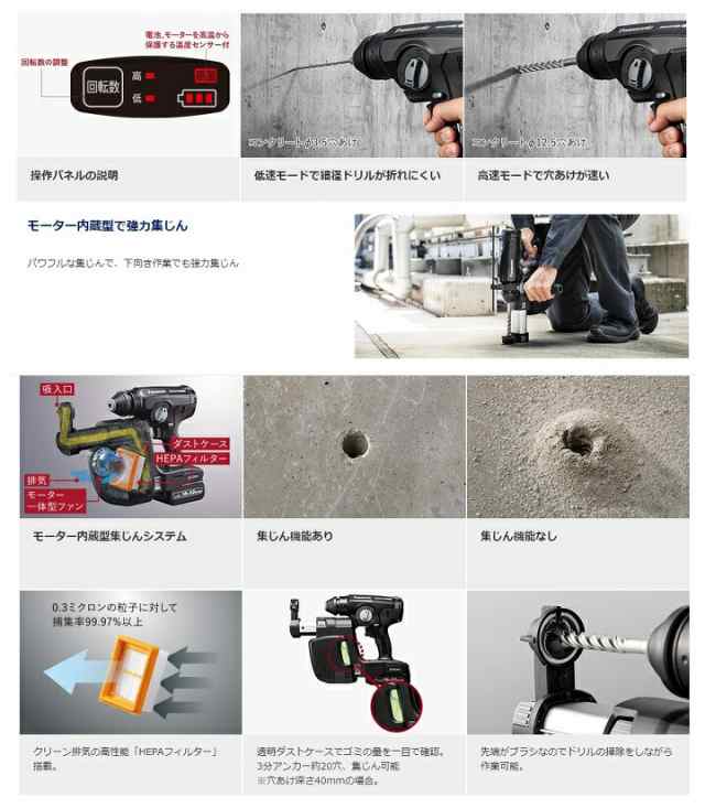 パナソニック EZ1HD1J18V-B 18V充電ハンマードリル 集じん パナソニック EZ1HD1J18V-B 18V充電ハンマードリル 集じん