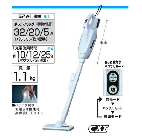マキタ CL107FDSHW+A-67169 充電式クリ−ナ+サイクロンアタッチメントセット 紙パック式 スライド式10.8Vバッテリ パワフルモ−ド付 バッテリ・充電器付セット 新品 A67196