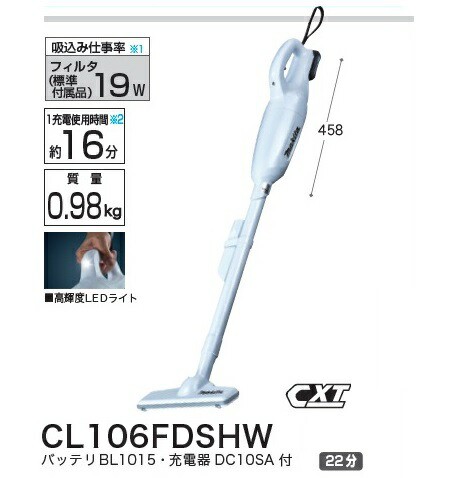 マキタ CL106FDSHW 充電式クリ−ナ カプセル式 スライド式10.8Vバッテリ バッテリ・充電器付セット 新品