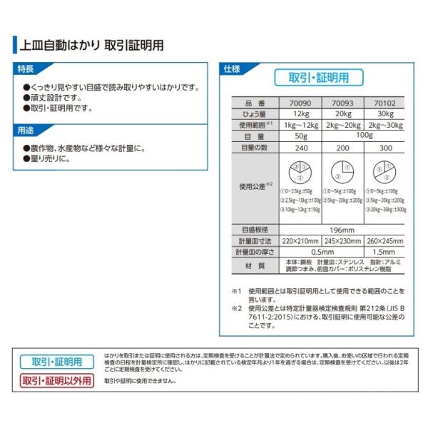 シンワ測定 70102 上皿自動はかり 30kg 取引証明用 農作物、水産物など様々な計量に 量り売りに ばね式指示はかり 基準適合証印付 新品_1