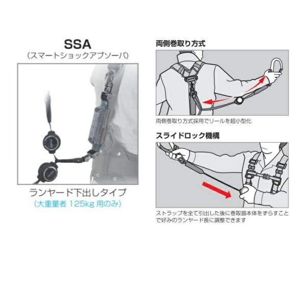 タジマ A3GSLER-WL2BK ハ−ネスGS 黒 ER150 ダブルL2セット 大重量者用 125kg以下 Lサイズ 巻取式ダブルランヤードのハーネスセット 新規格対応 新品_1