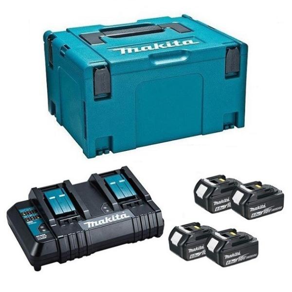 マキタ A-67094 パワ−ソ−スキット2 18Vバッテリ：BL1860Bx4個+2口急速充電器：DC18RD+マックパック3 セット 新品 A67094