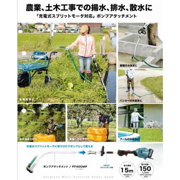 マキタ PF400MP スプリットモータ−用 ポンプアタッチメント 農業 土木工事での陽水 排水 散水に 新品 A-75384 MUX01G MUX60D MUX18D A75384_2