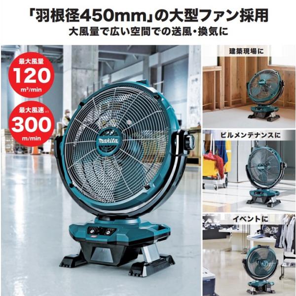 マキタ CF003GZ+BL4050Fx2+DC40RA 40Vmax充電式産業扇 羽根径450mm 自動首振機能・手動角度調整付 5.0Ahバッテリx2個+充電器付セット 新品 代引不可_1