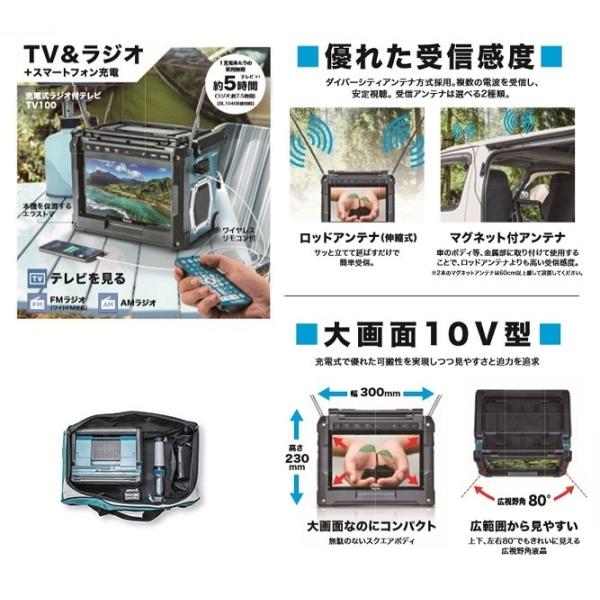 マキタ CK1010 10.8V防災用コンボキット TV100 ML104 BL1040B DC10SA 4.0Ah ライト テレビ ラジオ スマホ充電 防災用 キャンプ 新品_3