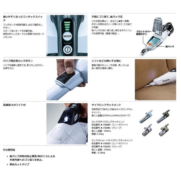 マキタ CL285FDRFO 18V充電式クリ−ナ− 紙パック式 ワンタッチスイッチ式 吸込仕事率125W 集じん容量330ml 低騒音65db オリ−ブ 新品_2