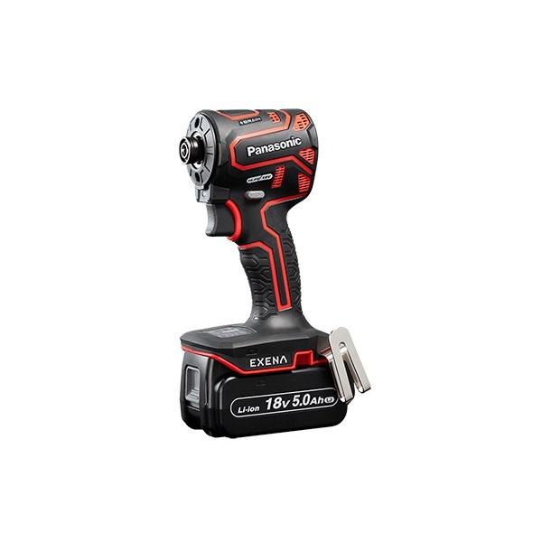パナソニック EZ1PD1J18D-R 18Vインパクトドライバ− EXENA 18V-5.0Ah電池パックx2個+充電器付セット 業界最短ヘッドサイズ 赤 新品 EZ1PD1J18D