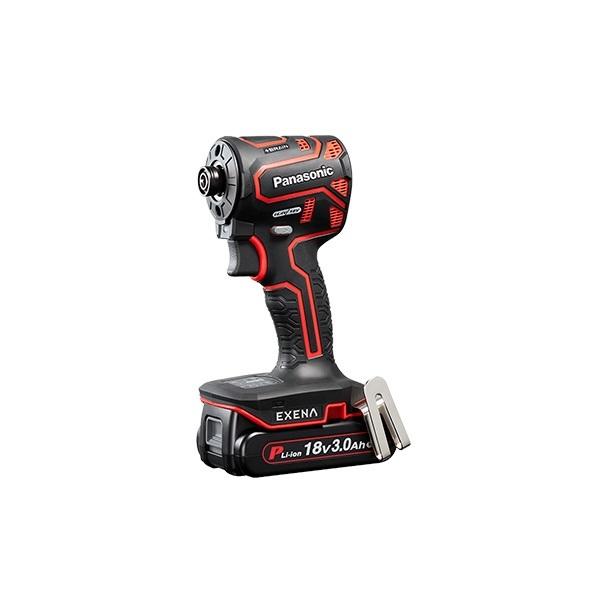 パナソニック EZ1PD1N18D-R 18Vインパクトドライバ− EXENA 18V-3.0Ah電池パックx2個+充電器付セット 業界最短ヘッドサイズ 赤 新品 EZ1PD1N18D