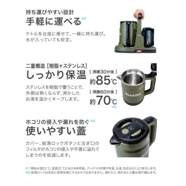 マキタ KT001GZ+BL4040x2+DC40RB 40Vmax 充電式ケトル 青 4.0Ahバッテリx2+2口充電器付セット バッテリで湯沸かし 新品 キャンプ アウトドア_2