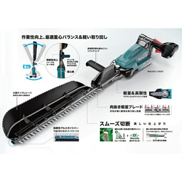 マキタ MUH012GRDX 40Vmax 充電式へッジトリマ 片刃式 刃物長850mm 特殊コ−テイング刃仕様 2.5Ahバッテリ2個付セット エンジン式23mLクラス 新品 代引不可_1