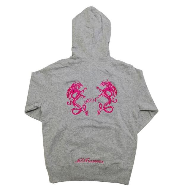 MDNマドンナ オリジナルドラゴンジップアップパーカー グレー 刺繍 定番 フード付 アパレル　パーカー