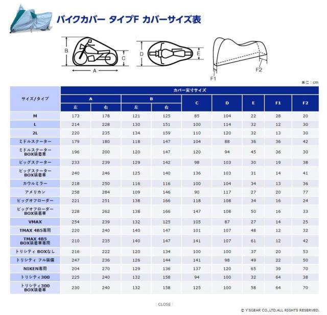 YAMAHA ヤマハ バイクカバー Fタイプ アメリカン 厚手 防水 防火 防炎 撥水 ワイズギア 中型 大型 アメリカン 対応_1