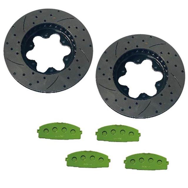 415コブラ ハイエース フロントブレーキシステム Φ330 対向6pot フロントKIT イエロー Dスリット〔CB-H2-F330YB4〕| ラブラーク HIACE 1〜4型対応 415コブラ（ラブラーク） ブレーキシステム330φ 対向6pot