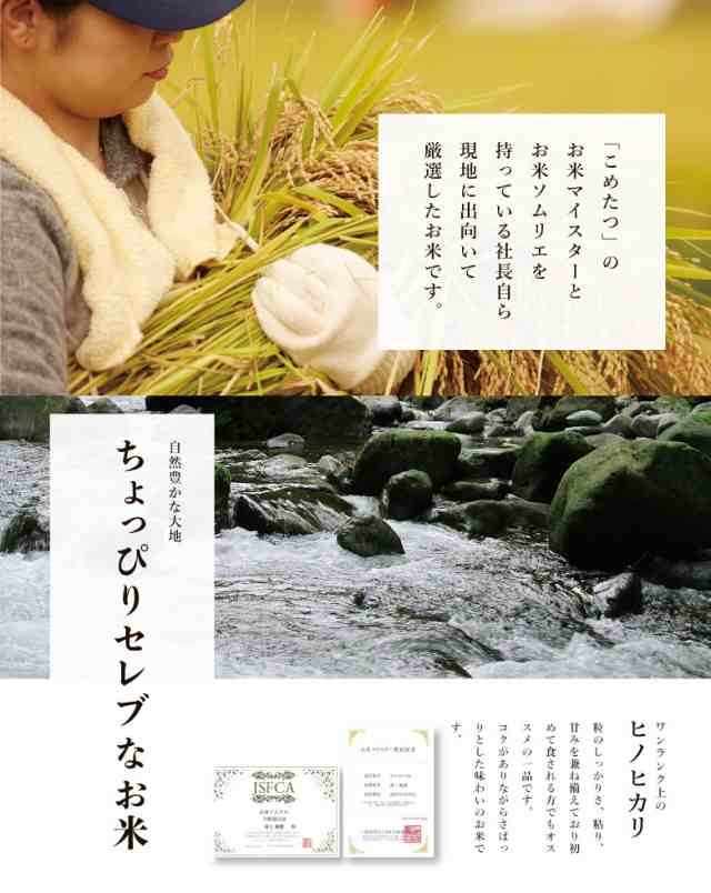 令和5年産　PAY　お米　新米　国内産　ちょっぴりセレブなヒノヒカリ　18kg　20kg　こめたつ　ひのひかり　米　マーケット　au　PAY　マーケット－通販サイト　無洗米　こめたつの通販はau