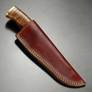 Damascus ハンティングナイフ 固定刃 ダマスカス鋼 レザースタック