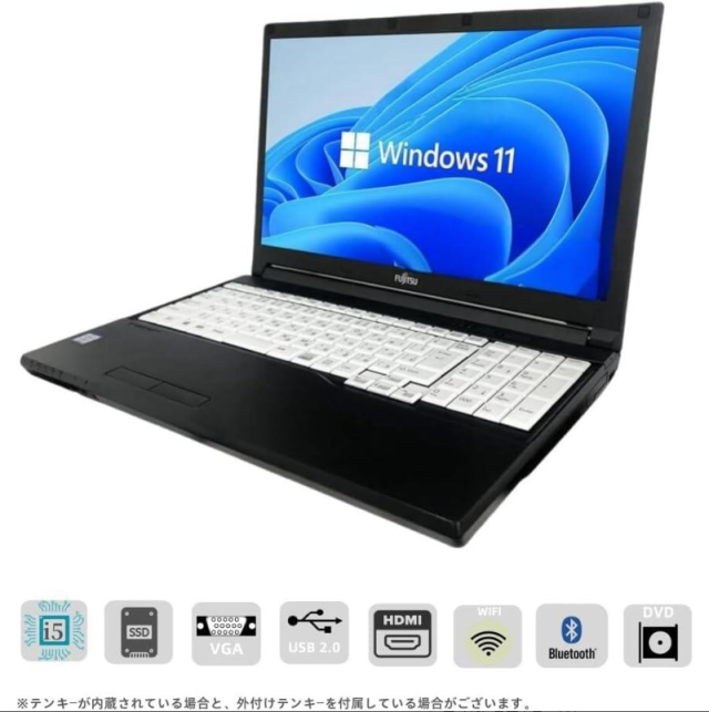 中古ノートパソコン 富士通 LIFEBOOK A577｜15.6インチ｜第7世代 Core i3｜メモリ8GB｜高速SSD256GB｜Windows11 & Office 2019｜テンキー付 日本語キーボード【整備済み品】_1
