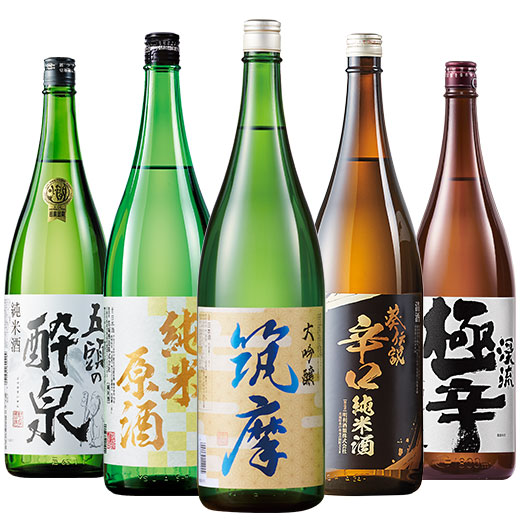酒 日本酒 大吟醸酒 純米酒 普通酒 大吟醸入り！ 燗でも美味しい 全国地酒 一升瓶 5本組 第2弾 1800ml お中元 敬老の日 父の日 ギフト プレゼント