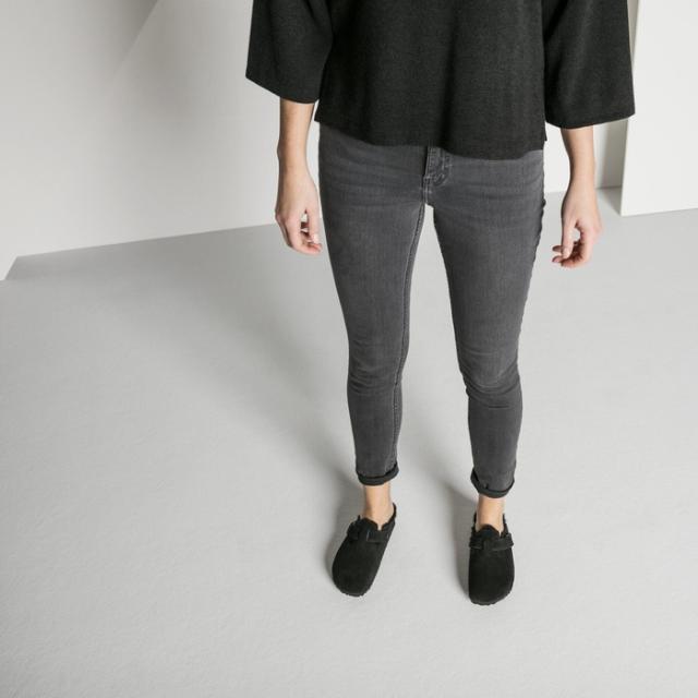 毎日発送 ビルケンシュトック ボストン シアリング メンズ レディース 普通幅 ブラック スエード 黒 BIRKENSTOCK BOSTON SHEARLING LEVE BLACK 259881