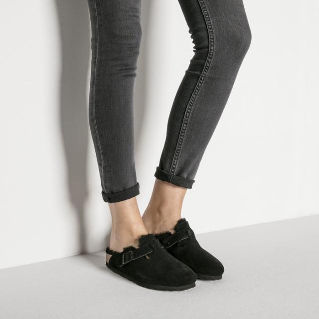 毎日発送 ビルケンシュトック ボストン シアリング メンズ レディース 普通幅 ブラック スエード 黒 BIRKENSTOCK BOSTON SHEARLING LEVE BLACK 259881