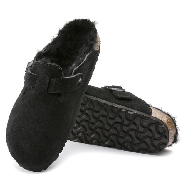 毎日発送 ビルケンシュトック ボストン シアリング メンズ レディース 普通幅 ブラック スエード 黒 BIRKENSTOCK BOSTON SHEARLING LEVE BLACK 259881
