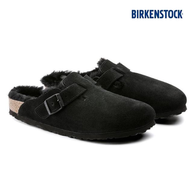 毎日発送 ビルケンシュトック ボストン シアリング メンズ レディース 普通幅 ブラック スエード 黒 BIRKENSTOCK BOSTON SHEARLING LEVE BLACK 259881